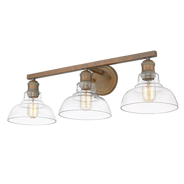 Golden Lighting Carver 3-Light Copper Patina Vanity Light