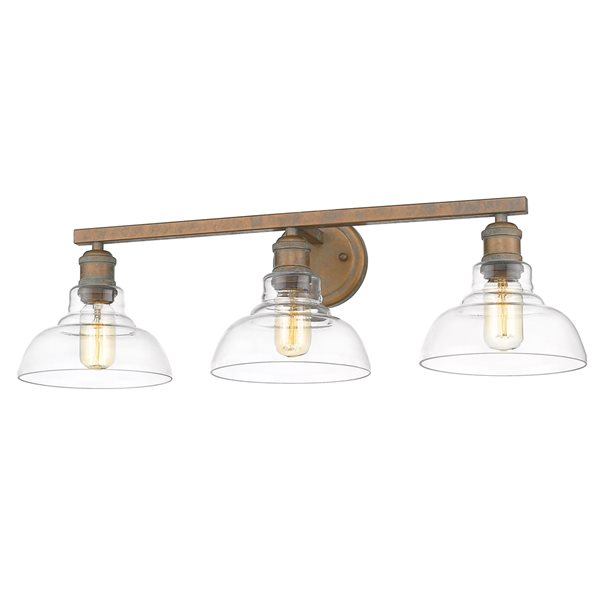 Golden Lighting Carver 3-Light Copper Patina Vanity Light