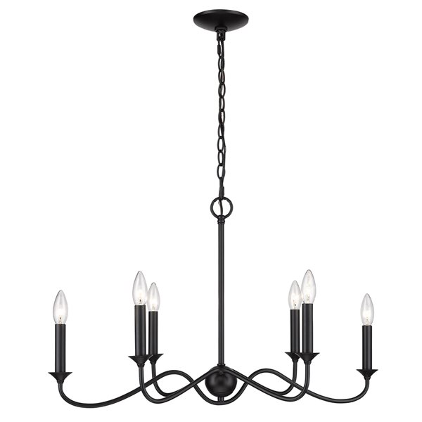 Golden Lighting Tierney 6-Light Matte Black Traditional Antler Chandelier