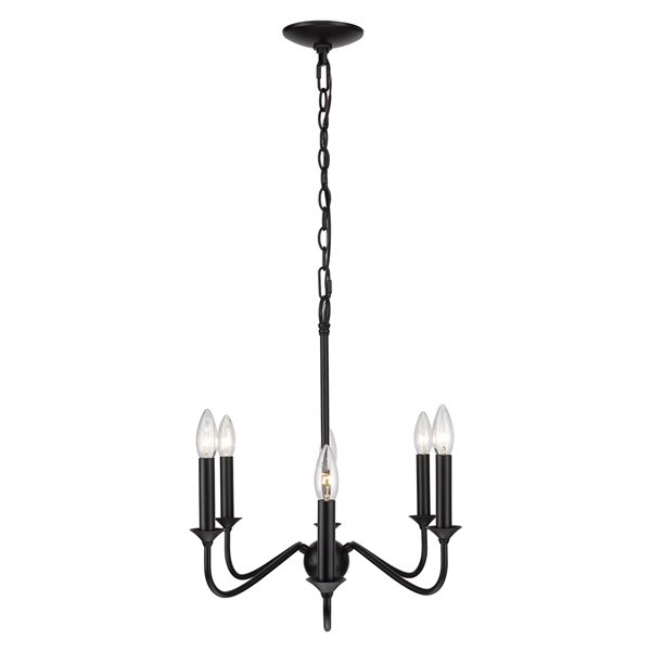 Golden Lighting Tierney 6-Light Matte Black Traditional Antler Chandelier