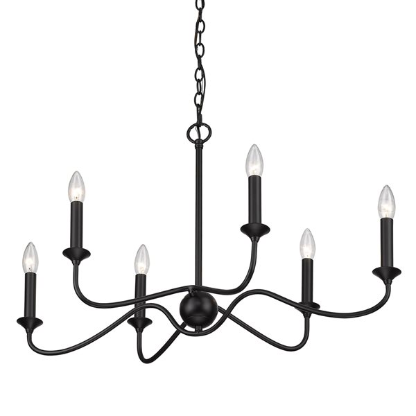 Golden Lighting Tierney 6-Light Matte Black Traditional Antler Chandelier