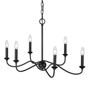 Golden Lighting Tierney 6-Light Matte Black Traditional Antler Chandelier