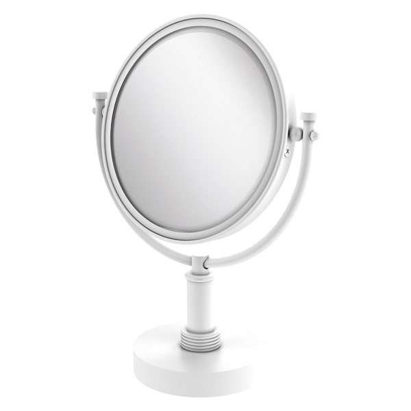Allied Brass 8-in x 15-in Double-Sided Magnifying Countertop Vanity Mirror - Matte White Finish