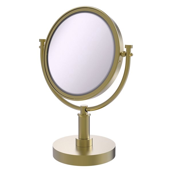 Allied Brass 8-in x 15-in Double-Sided Magnifying Countertop Vanity Mirror in Satin Brass