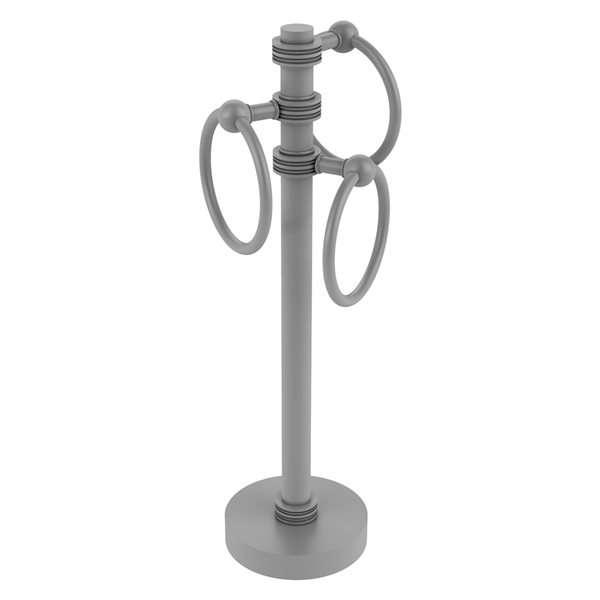 Allied Brass Matte Grey Freestanding Countertop 3 Towel Rings with Dotted Accents