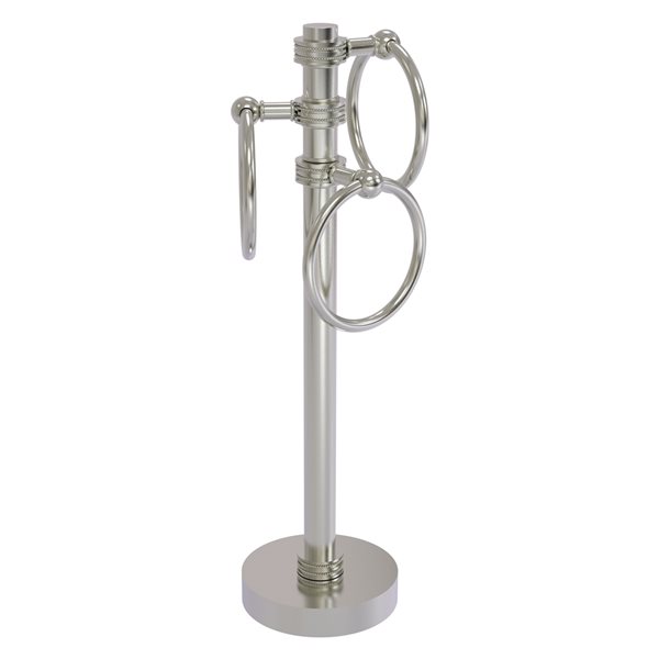 Allied Brass Satin Nickel Freestanding Countertop 3 Towel Rings with Dotted Accents