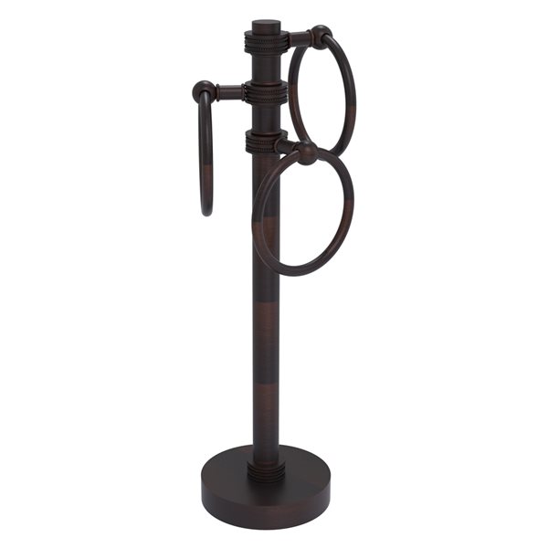 Allied Brass Venetian Bronze Freestanding Countertop 3 Towel Rings with Dotted Accents