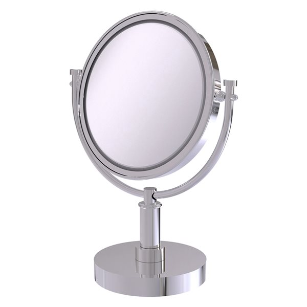 Allied Brass 8-in x 15-in Double-Sided Magnifying Countertop Vanity Mirror in Polished Chrome Finish