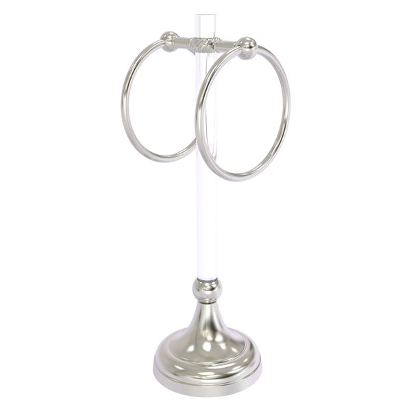 Allied Brass Pacific Grove Satin Nickel Freestanding Countertop 2 Towel Rings with Twisted Accents