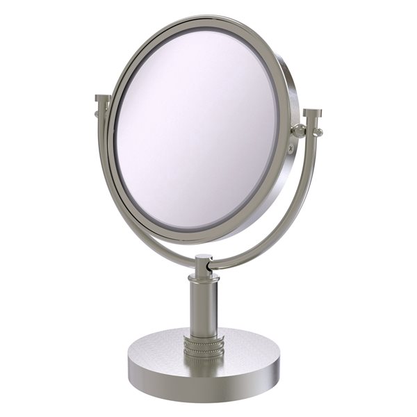 Allied Brass 8-in x 15-in Double-Sided Satin Nickel Magnifying Countertop Vanity Mirror