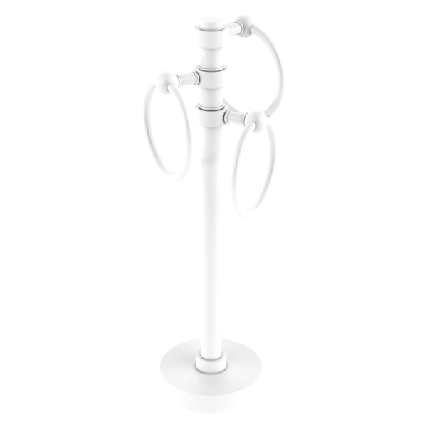 Allied Brass Matte White Freestanding Countertop 3 Towel Rings
