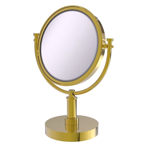 Allied Brass 8-in x 15-in Double-Sided Magnifying Countertop Vanity Mirror in Polished Brass Finish