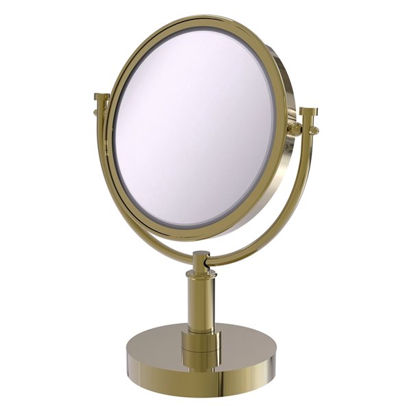 Allied Brass 8-in x 15-in Double-Sided Magnifying Countertop Vanity Mirror in Brass