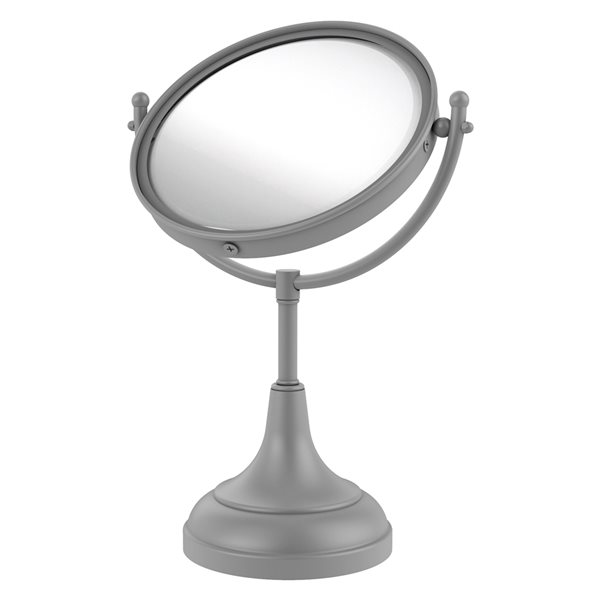 Allied Brass 8-in x 15-in Matte Grey Double-Sided Magnifying Countertop Vanity Mirror