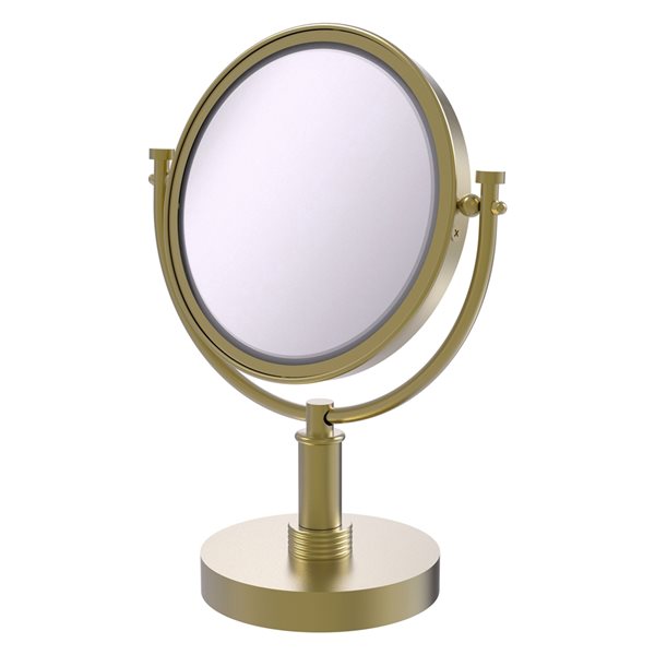 Allied Brass 8-in x 15-in Double-Sided Magnifying Countertop Satin Brass Vanity Mirror