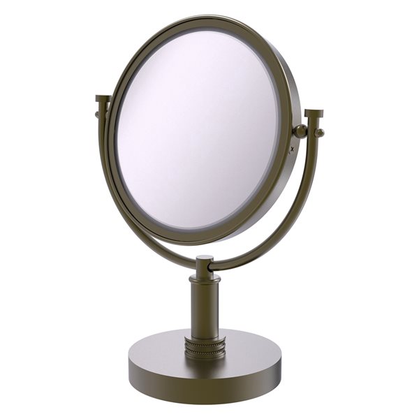 Allied Brass 8-in x 15-in Double-Sided Antique Brass Magnifying Countertop Vanity Mirror