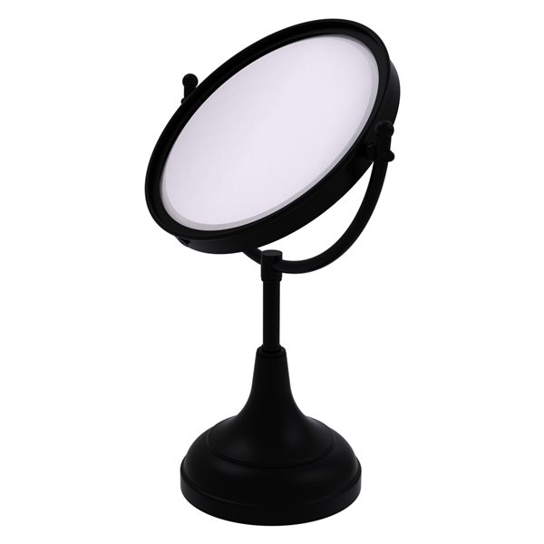 Allied Brass Matte Black Double-Sided Magnifying Countertop Vanity Mirror - 8-in x 15-in