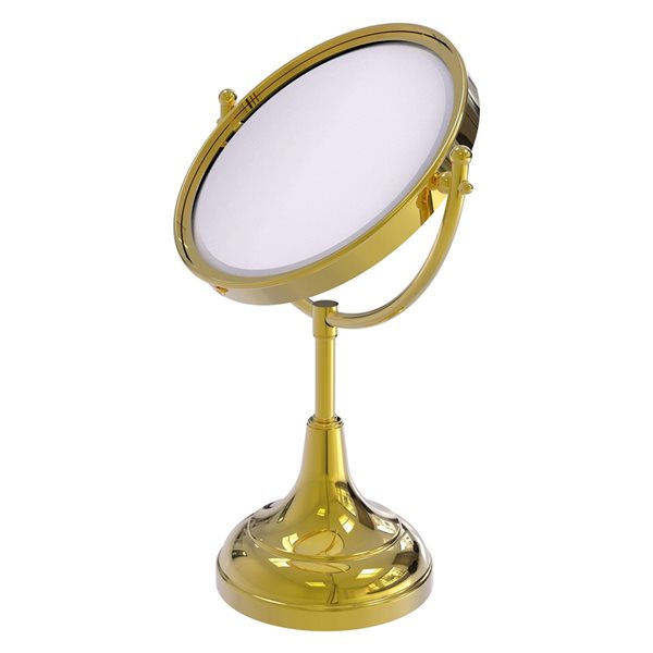 Allied Brass 8-in x 15-in Polished Brass Double-Sided Magnifying Countertop Vanity Mirror
