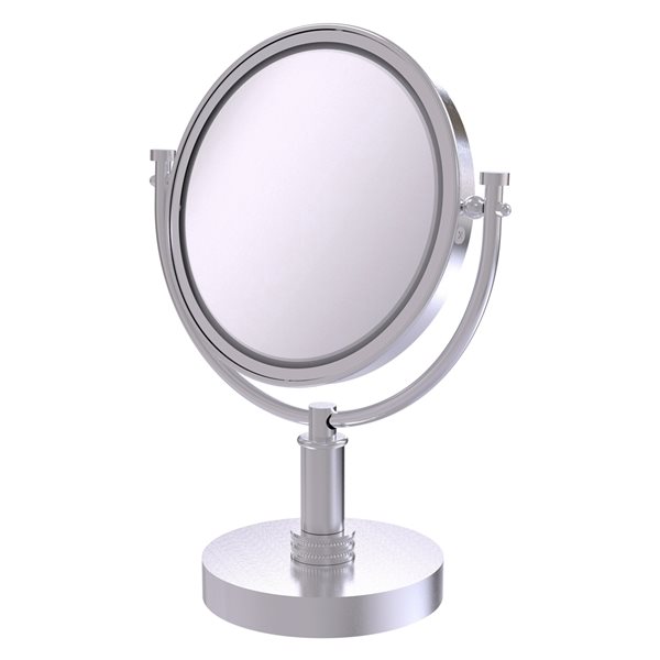 Allied Brass 8-in x 15-in Satin Chrome Double-Sided 5x Magnifying Countertop Make-Up Mirror