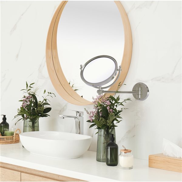 Allied Brass 11-in x 10-in Satin Nickel Double-Sided 2x Magnifying  Countertop Make-Up Mirror RONA