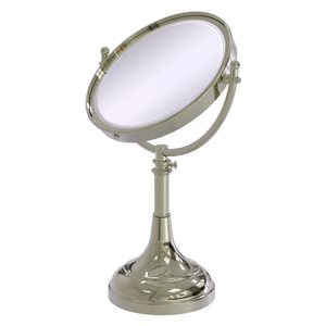 Allied Brass 8-in x 23.5-in Polished Nickel Double-Sided 2x Magnifying Countertop Vanity Mirror