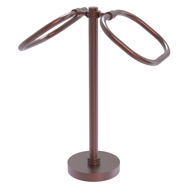 Allied Brass 2-Ring Antique Copper Freestanding Floor Towel Ring