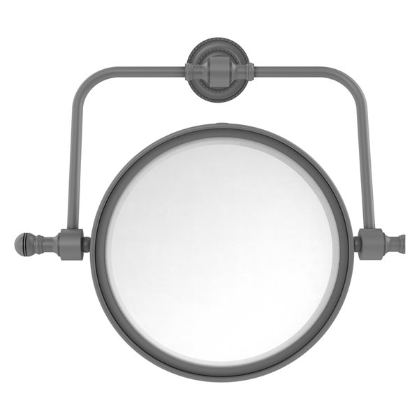 Allied Brass Retro Dot 8-in x 8-in Matte Grey Double-Sided 2x Magnifying Wall-Mounted Vanity Mirror