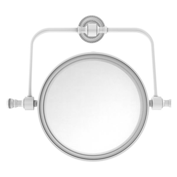 Allied Brass Retro Dot 8-in x 8-in Matte White Double-Sided 2x Magnifying Wall-Mounted Vanity Mirror