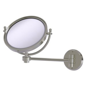 Allied Brass 11-in Satin Nickel Double-Sided 4x Magnifying Wall-Mounted Make-Up Mirror