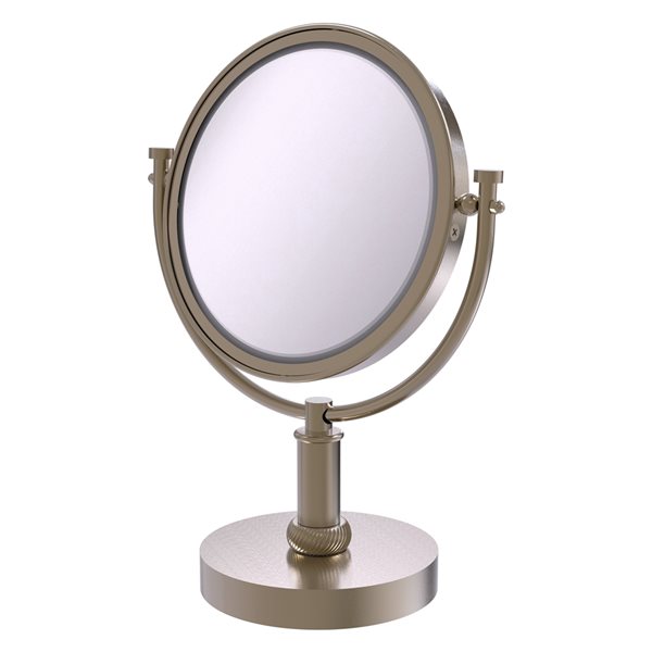 Allied Brass 8-in x 15-in Antique Pewter Double-Sided 5x Magnifying Countertop Vanity Mirror