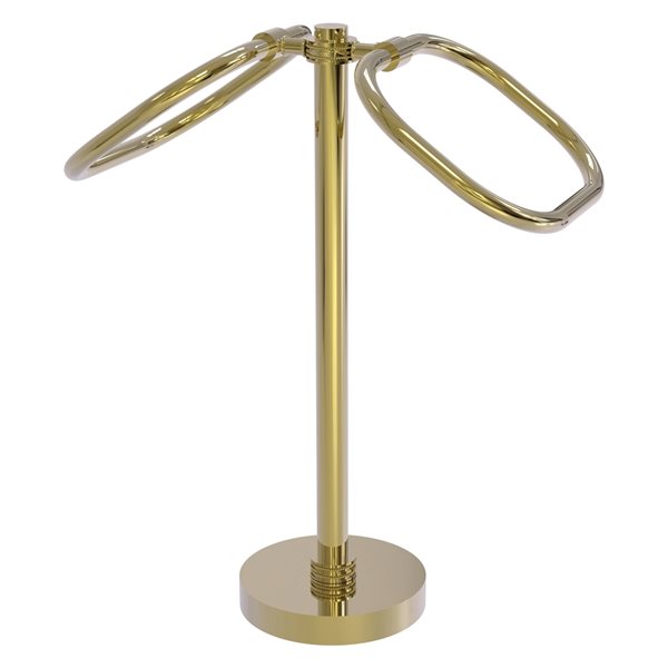Allied Brass 2-Ring Unlacquered Brass Freestanding Floor Towel Ring