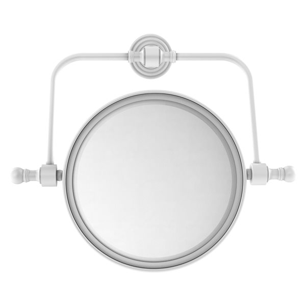 Allied Brass Retro Wave 8-in x 8-in Matte White Double-Sided 2x Magnifying Wall-Mounted Vanity Mirror