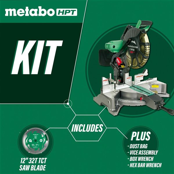 Metabo HPT 12-in 15 A Dual Bevel Folding Compound Mitre Saw C12FDHSM RONA
