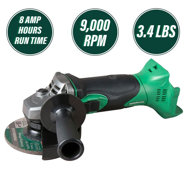 Metabo HPT 4.5-in 18 V MultiVolt Sliding Switch Cordless Angle Grinder