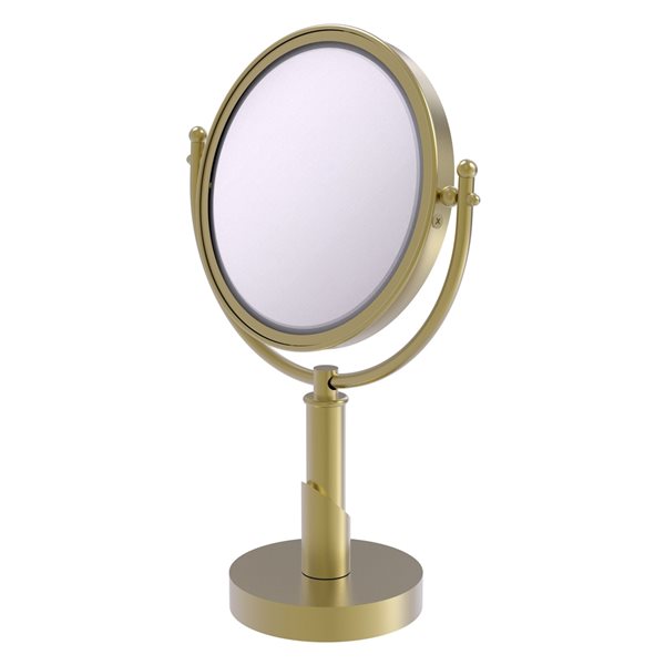 Allied Brass Soho Satin Brass 11-in x 15-in Double-Sided Magnifying Countertop Vanity Mirror