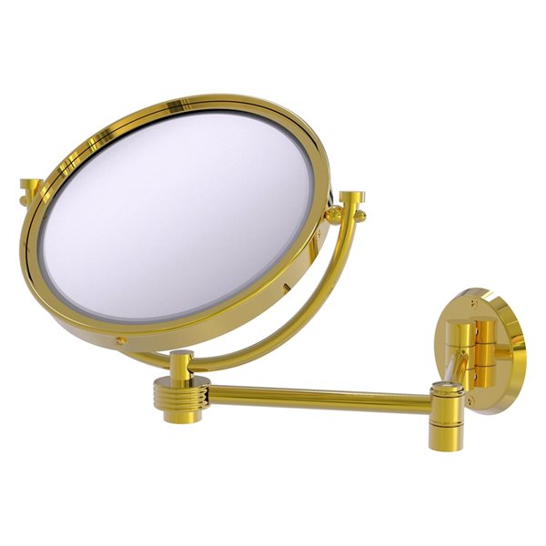 Allied Brass 18-in x 10-in Double-Sided Magnifying Wall-Mounted Polished Brass Vanity Mirror