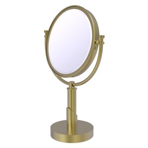 Allied Brass Tribecca Satin Brass 11-in x 15-in Double-Sided Magnifying Countertop Vanity Mirror