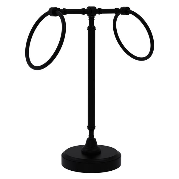 Allied Brass Retro Wave Matte Black Freestanding Countertop Towel Ring