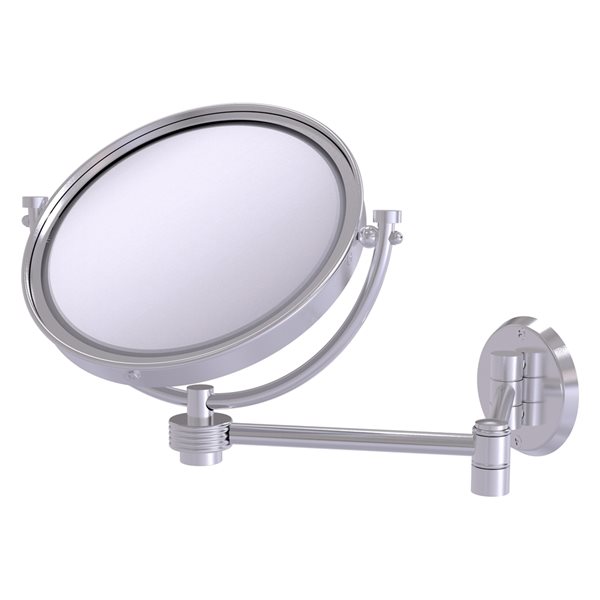 Allied Brass 18-in x 10-in Double-Sided Magnifying Wall-Mounted Satin Chrome Vanity Mirror