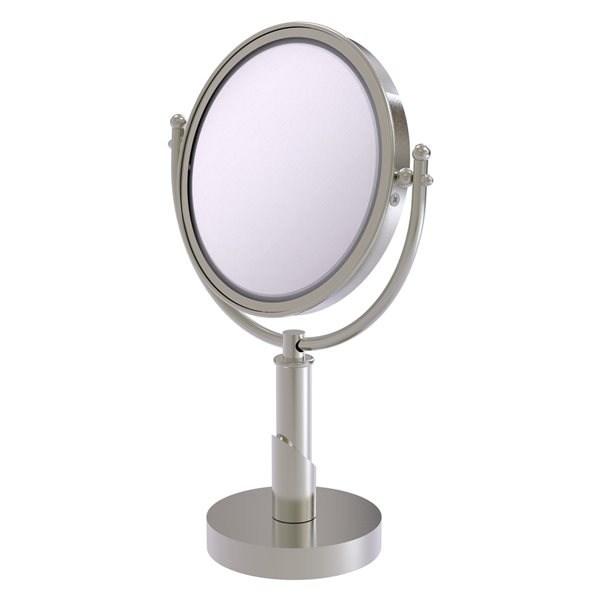 Allied Brass Soho 11-in x 15-in Satin Nickel Double-Sided Magnifying Countertop Vanity Mirror