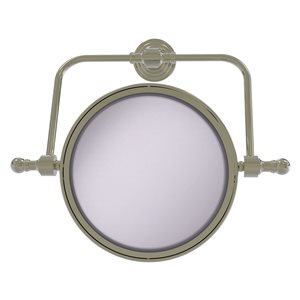 Allied Brass Retro Wave 8-in x 8-in Polished Nickel Double-Sided Magnifying Wall-Mounted Vanity Mirror - 3X Magnification
