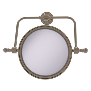 Allied Brass Retro Wave 8-in x 8-in Antique Pewter Double-Sided Magnifying Wall-Mounted Vanity Mirror - 3X Magnification