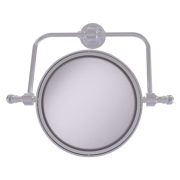 Allied Brass Retro Dot 8-in x 8-in Satin Chrome Double-Sided Magnifying Wall-Mounted Vanity Mirror - 5X Magnification