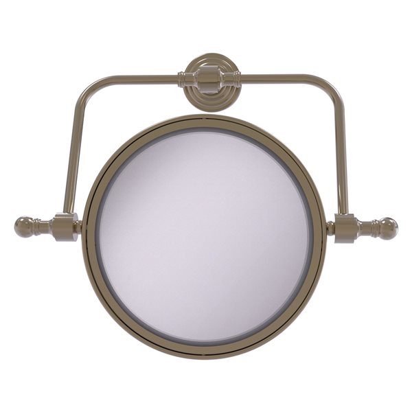Allied Brass Retro Wave 8-in x 8-in Antique Pewter Double-Sided Magnifying Wall-Mounted Vanity Mirror - 4X Magnification