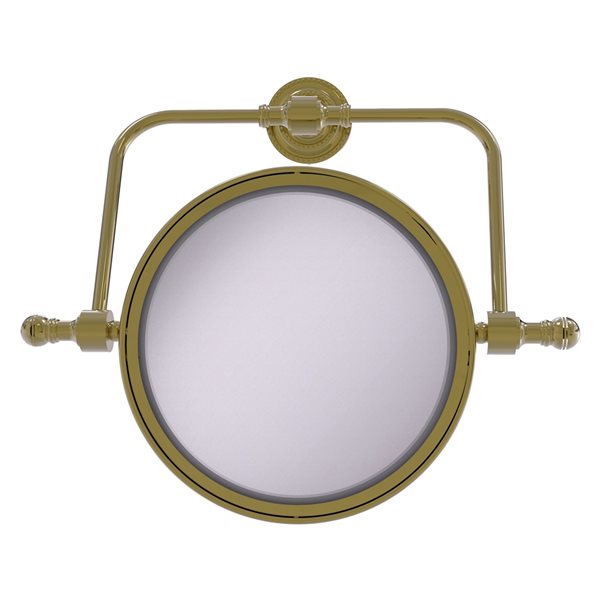 Allied Brass Retro Dot 8-in x 8-in Brass Double-Sided Magnifying Wall-Mounted Vanity Mirror - 4X Magnification