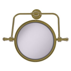 Allied Brass Retro Dot 8-in x 8-in Brass Double-Sided Magnifying Wall-Mounted Vanity Mirror - 4X Magnification