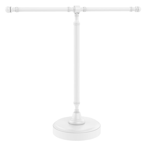 Allied Brass Retro Wave Matte White Freestanding Countertop Towel Holder