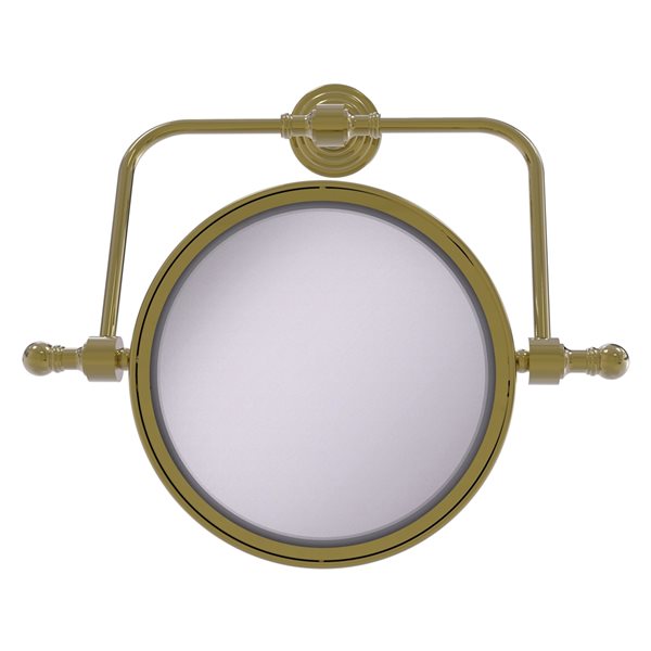 Allied Brass Retro Wave 8-in x 8-in Brass Double-Sided Magnifying Wall-Mounted Vanity Mirror - 4X Magnification