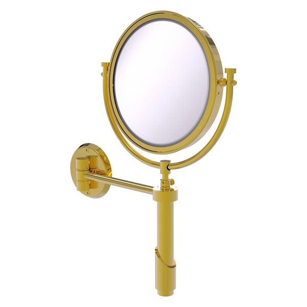 Allied Brass Tribecca 11-in x 15-in Polished Brass Double-Sided Magnifying Wall-Mounted Vanity Mirror - 3X Magnification