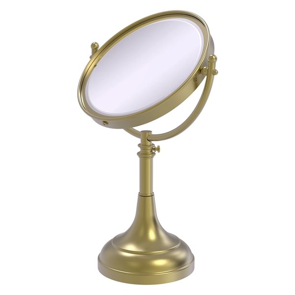 Allied Brass 8-in x 23 1/2-in Satin Brass Double-Sided Magnifying Countertop Vanity Mirror - 3X Magnification